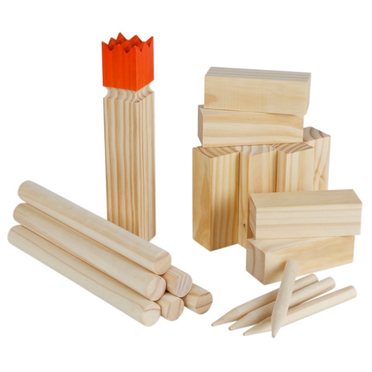 Kubb Wikinger Wurfspiel, 22-teilig, aus FSC Kiefernholz, Wikingerschach, Schwedenschach