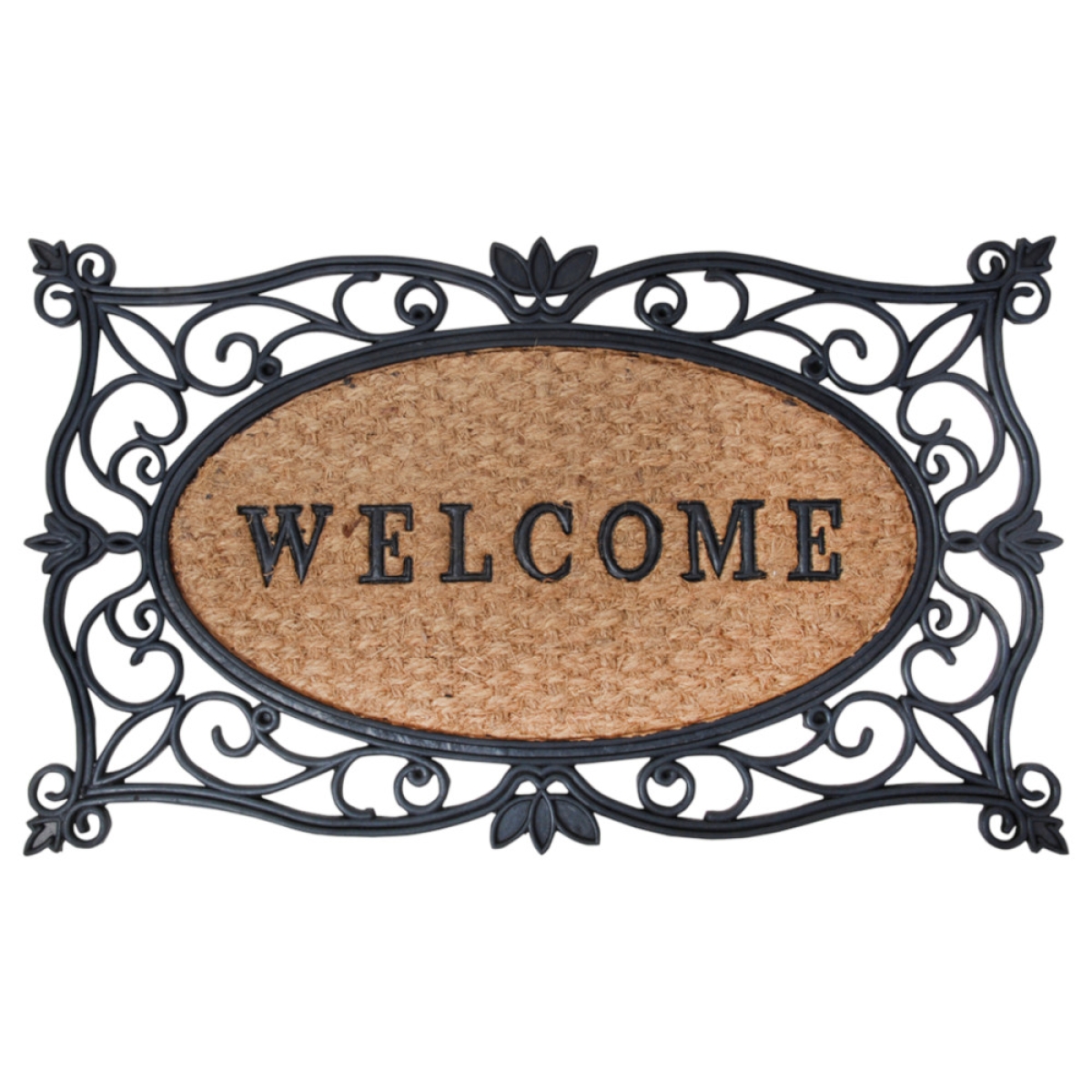 Esschert Design Fußmatte Welcome, 75x45cm, Gummi-Kokos, Schmutzfangmatte, Türmatte, RB107