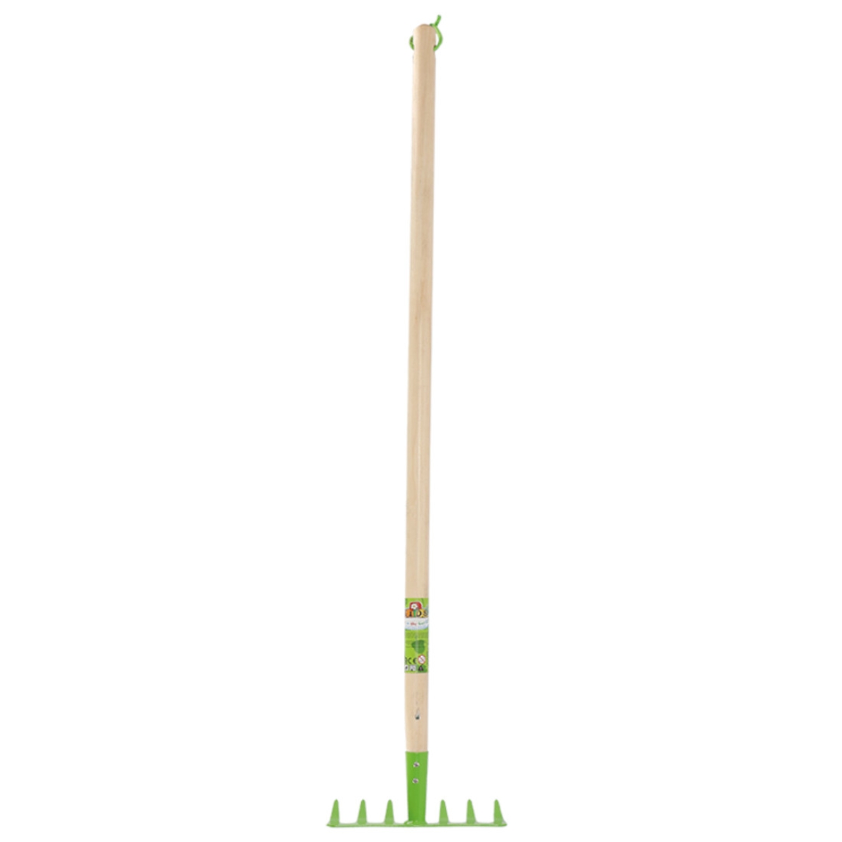 Kinder-Gartenrechen 7 Zinken mit Stiel, farblich sortiert, Gesamtlänge 65 cm