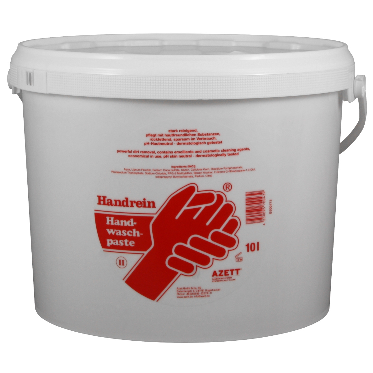 Azett Handwaschpaste Handrein 10 Liter, Handreiniger mit Naturreibekörpern
