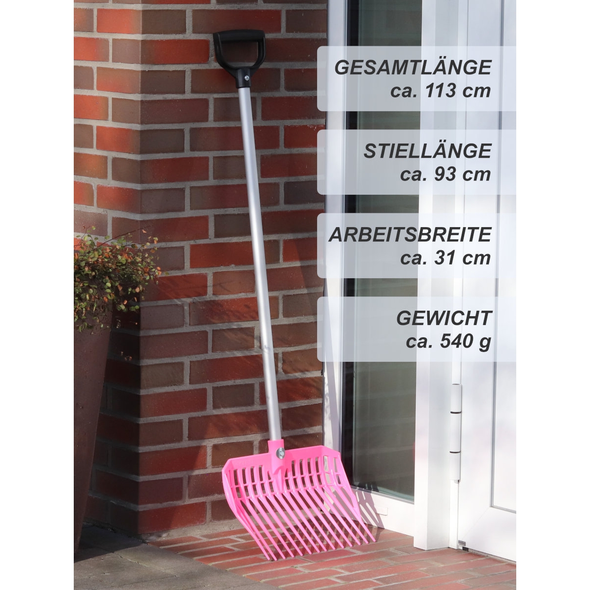 Kinder Dunggabel EcoFork Mini mit Stiel - pink - Mistgabel für Kinder 113cm