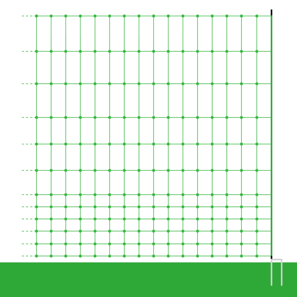 25m Geflügelnetz, Euro, 112cm, 2 Spitzen, grün, Hühnerzaun, Geflügelzaun, Hühnernetz, ohne Strom