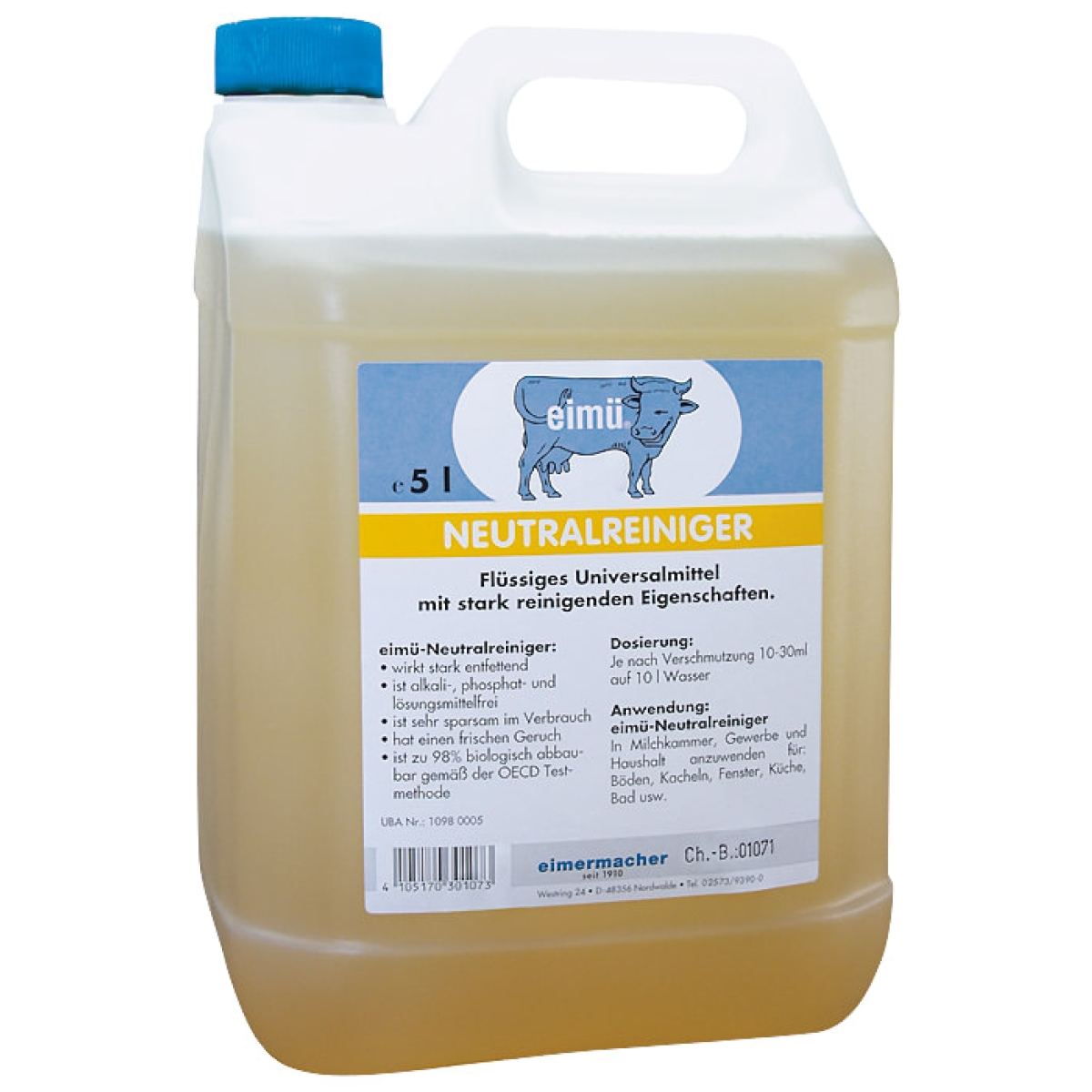 eimü Neutralreiniger 5 Liter, flüssiger Universalreiniger für Landwirtschaft und Haushalt