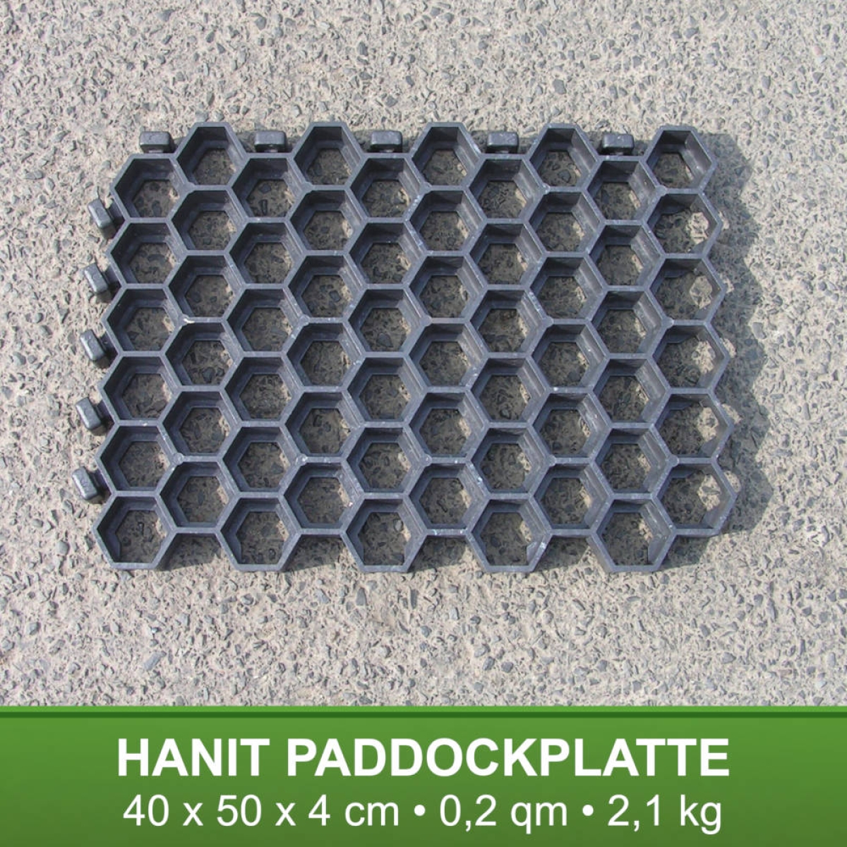 hanit Paddockplatte Recycling Kunststoff - Rasenwabe - Rasengitter - 40x50x4cm
