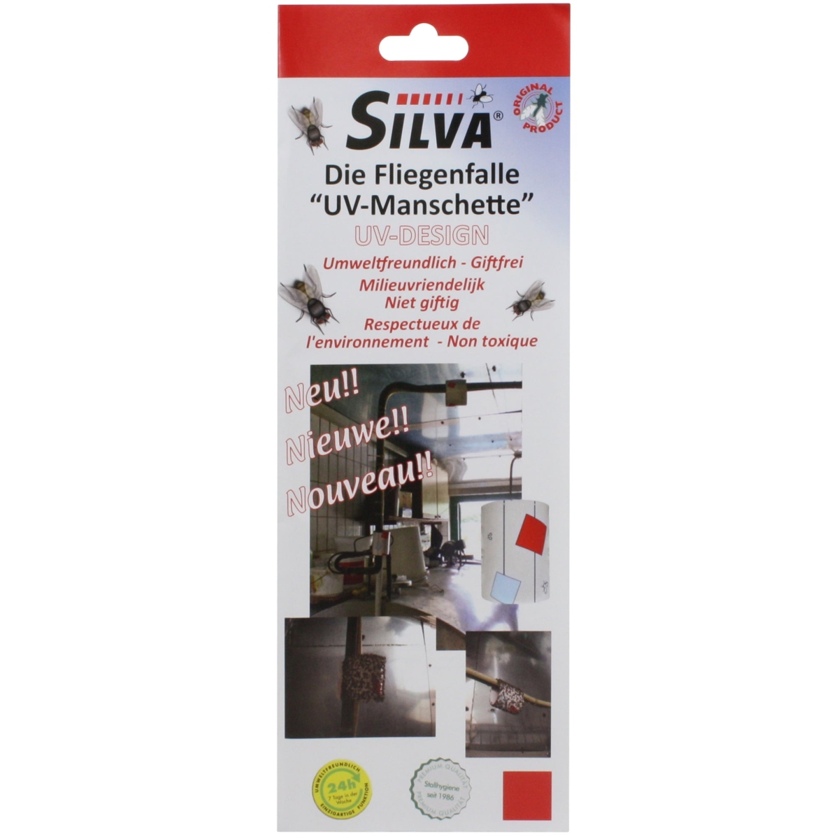 Silva 12x Fliegenfalle UV-Manschette, Fliegenfänger zur Bekämpfung von Fliegen und Insekten
