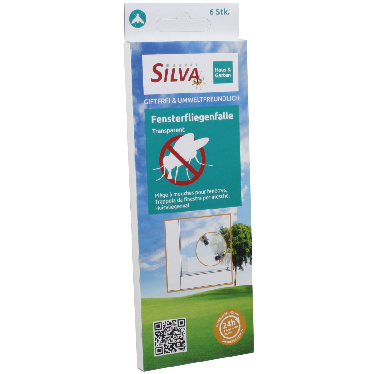 Silva 6x Fenster-Fliegenfalle Transparent, 19cm, transparente Klebefalle zur Anbringung am Fenster