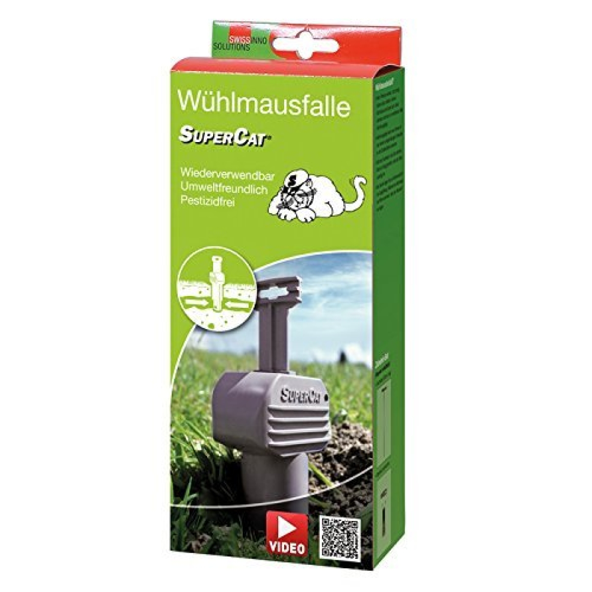 Swissinno Wühlmausfalle SuperCat, wirkungsvolle Falle gegen Wühlmäuse und Feldmäuse