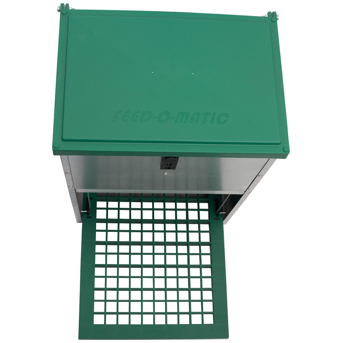Feedomatic Geflügelfutterautomat 12kg, verzinkt, Hühner-Futterautomat mit Trittplatte