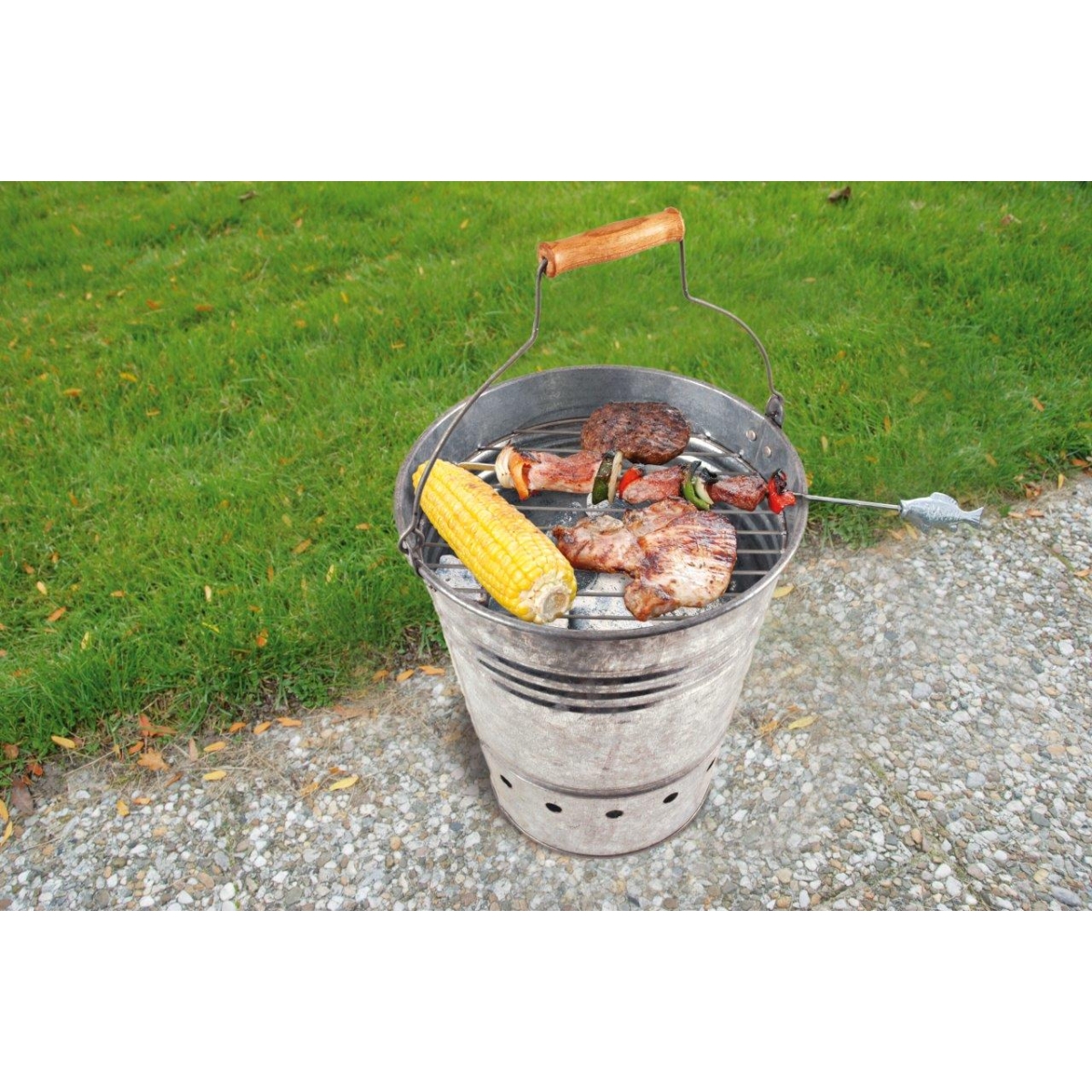 Esschert Design Grill-Eimer FF52, mobiler Grilleimer, Grillkorb für Ausflüge, Camping und Lagerfeuer