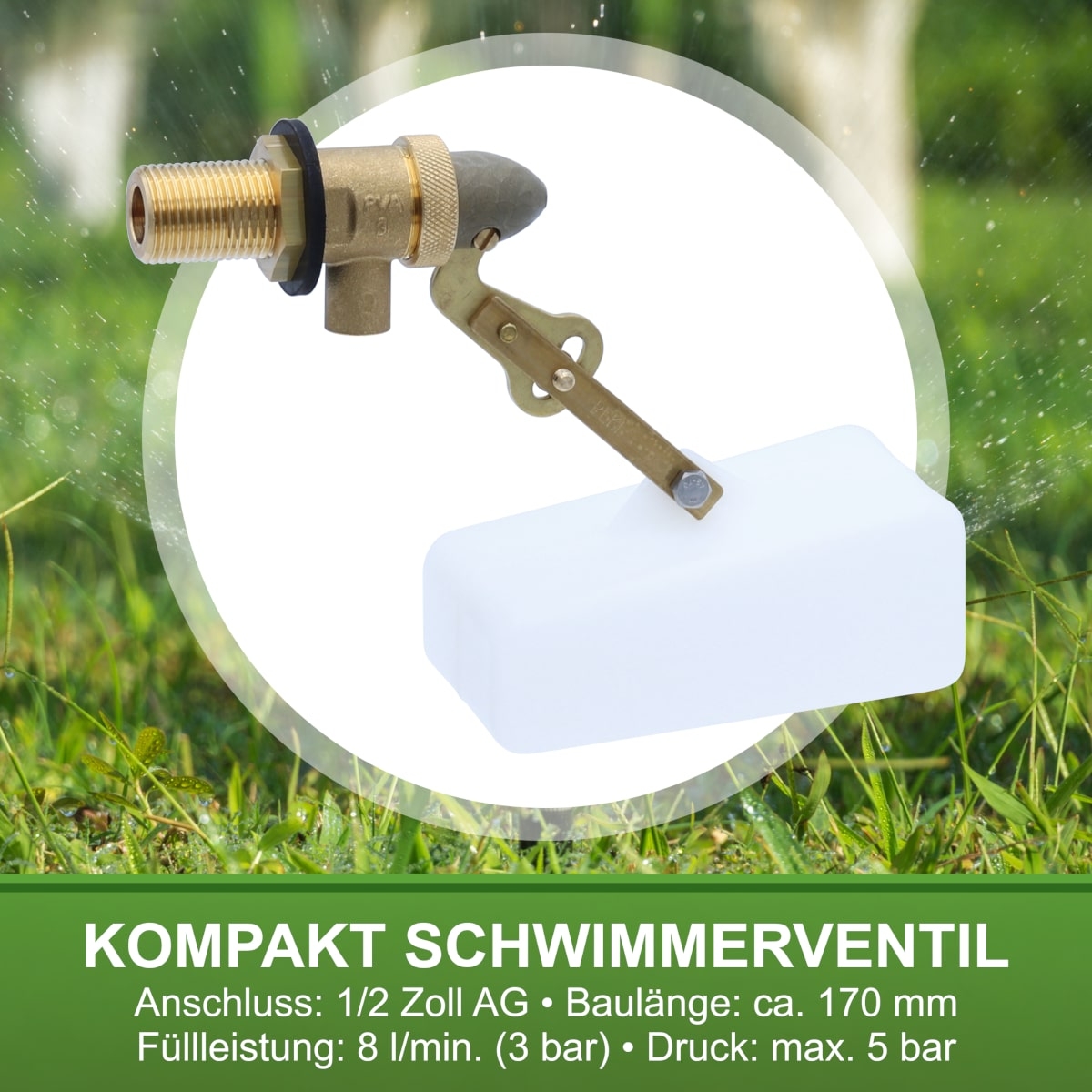 Peki Kompakt Schwimmerventil 1/2 Zoll, Kompaktventil, Kompaktschwimmer für kleine Behälter