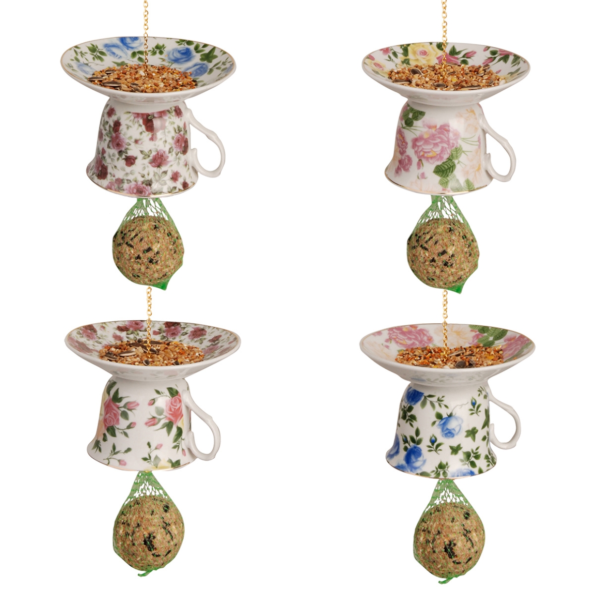 Esschert Design Meisenknödeltasse, Porzelan, Futterstation, Futterstelle, Teetasse, sortiert, FB242