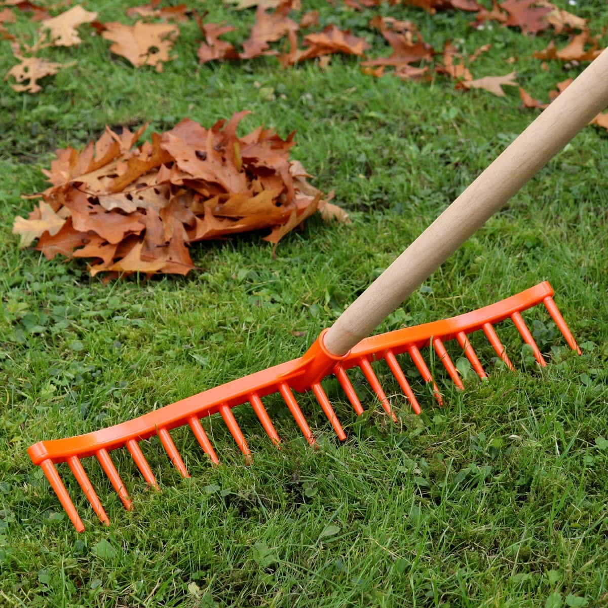 Heurechen 60cm, 19 Zinken, Kunststoff, Rasenrechen, Laubrechen, Gartenbesen ohne Stiel