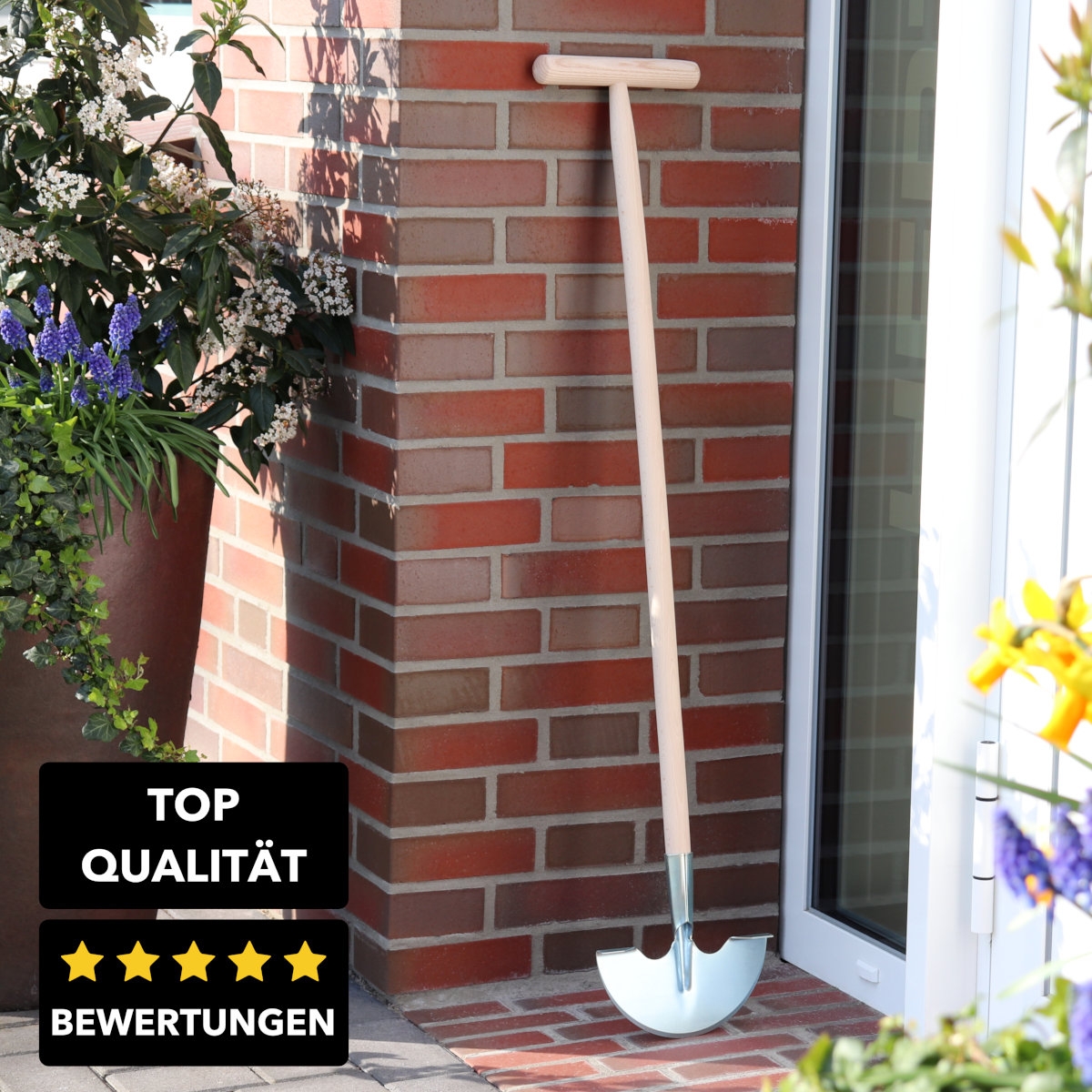 Rasenkantenstecher 20cm - Kantenstecher mit Tritt - Rasenstecher mit T-Stiel 105cm