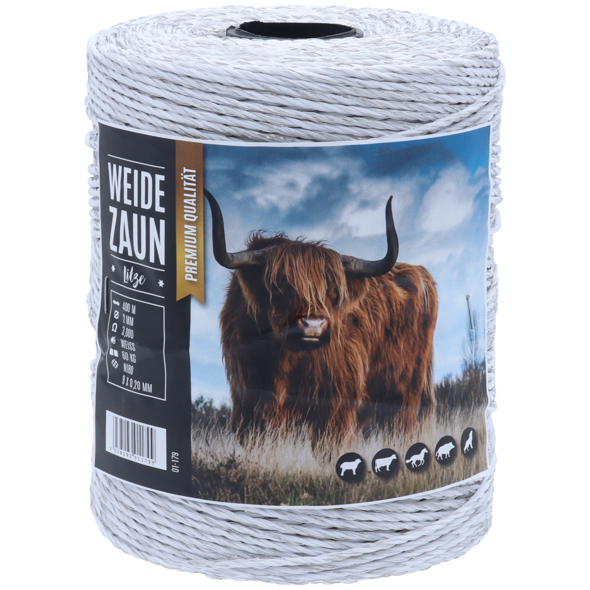 Weidezaunlitze EXPERT 400m, 9 x 0,20 Niro, weiß