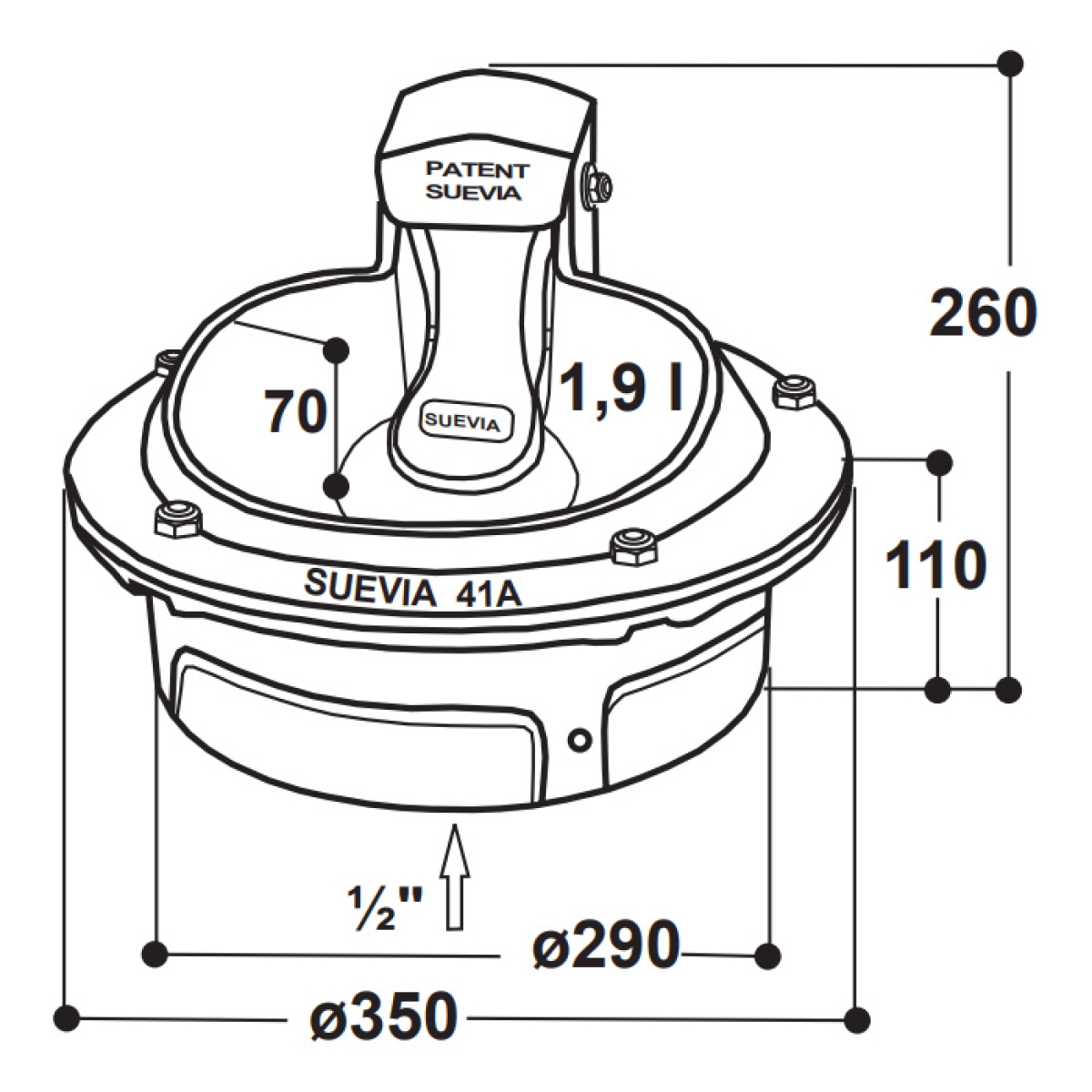 Suevia Heizbares Tränkebecken Mod. 41A - 24V/80W - 100.0041