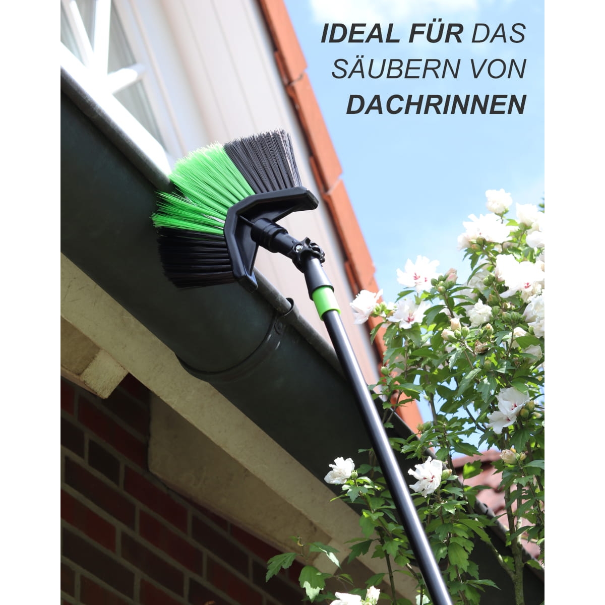 Dreiecksbesen mit Teleskopstiel 140-330cm - Spinnenbesen mit verstellbarem Bürstenkopf