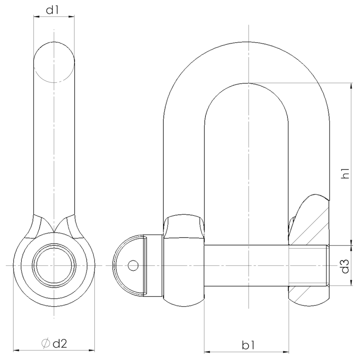 Schäkel gerade 6mm - 1/4 Zoll - verzinkt mit Augenbolzen
