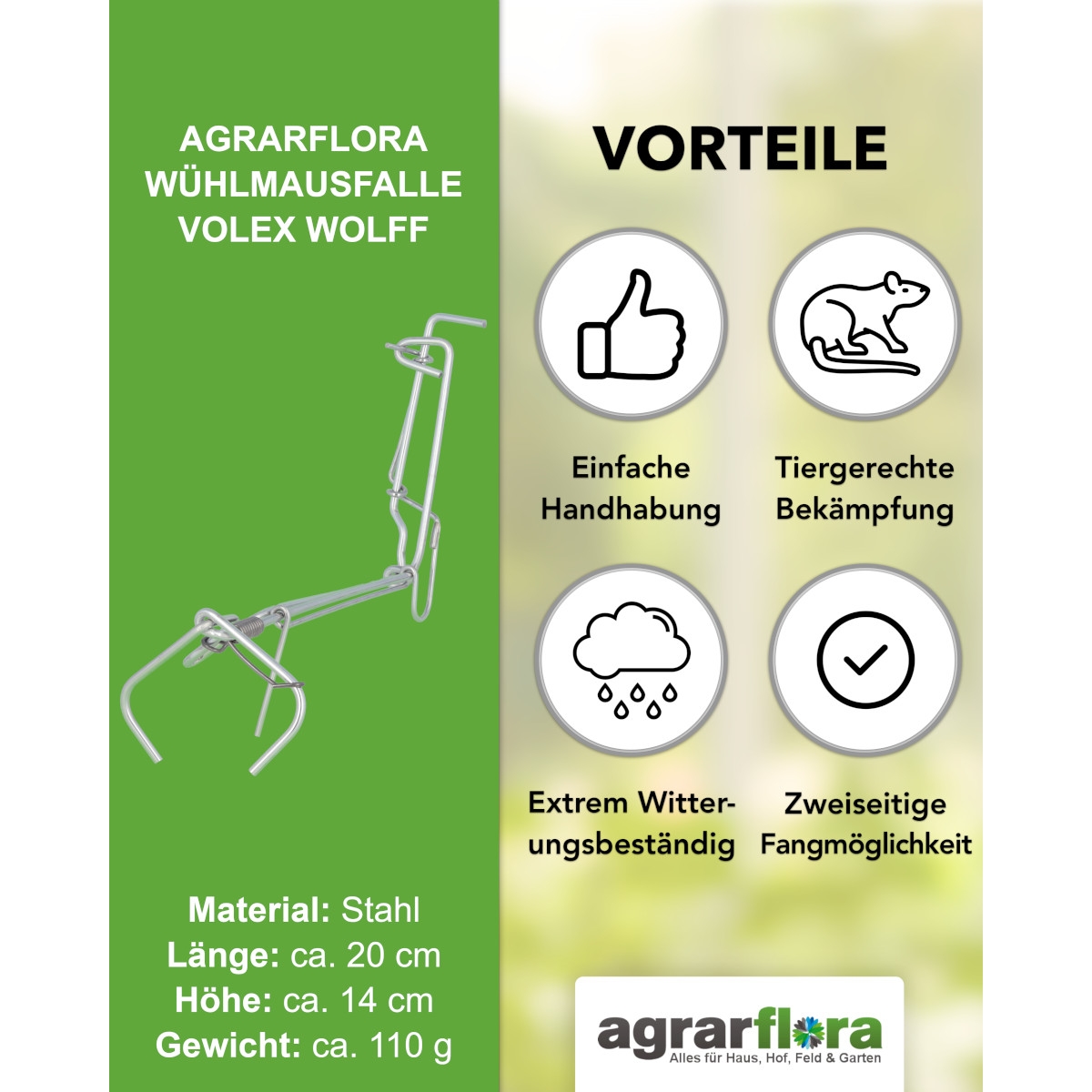 VoleX Wühlmausfalle Wolff - Zangenfalle zur Wühlmausbekämpfung