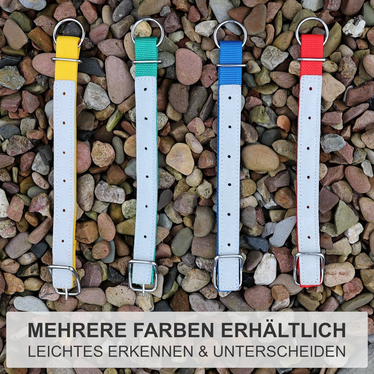 Halsriemen für Schafe, verstellbares Ziegenhalsband, Nylon & Leder, Blau, 60cm