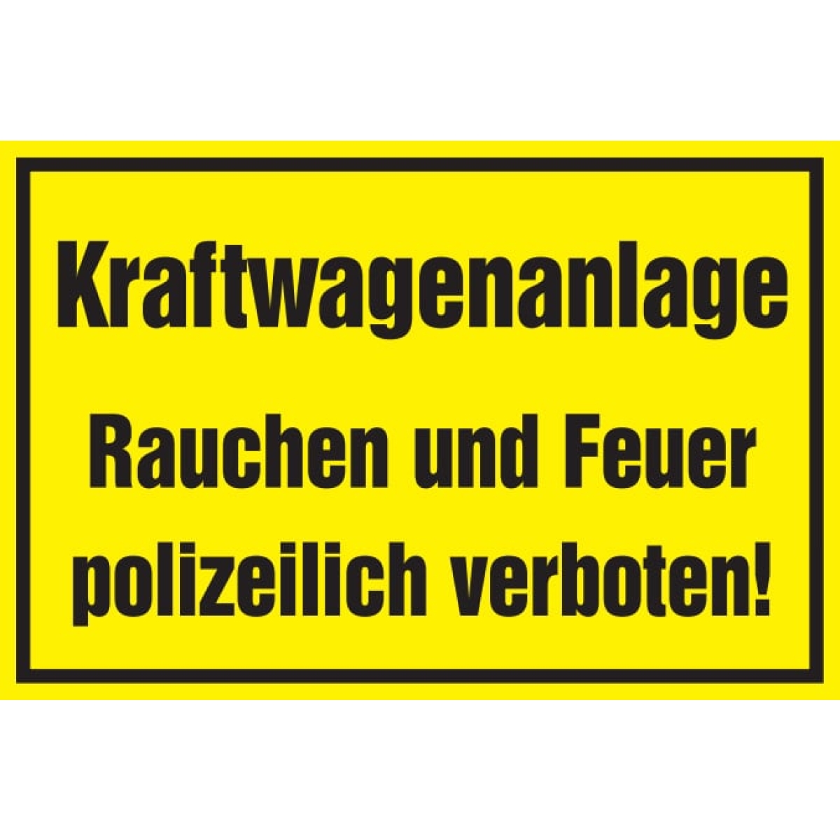 Verbotsschild: Kraftwagenanlage - Rauchen verboten, gelb, 250x150mm, Warnschild