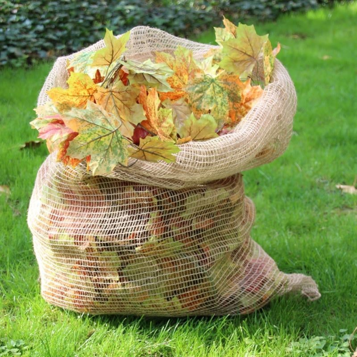 3x Noor Laubsack Jute, 70x100cm, kompostierbar, Gartensack, Abfallsack, Jutesack
