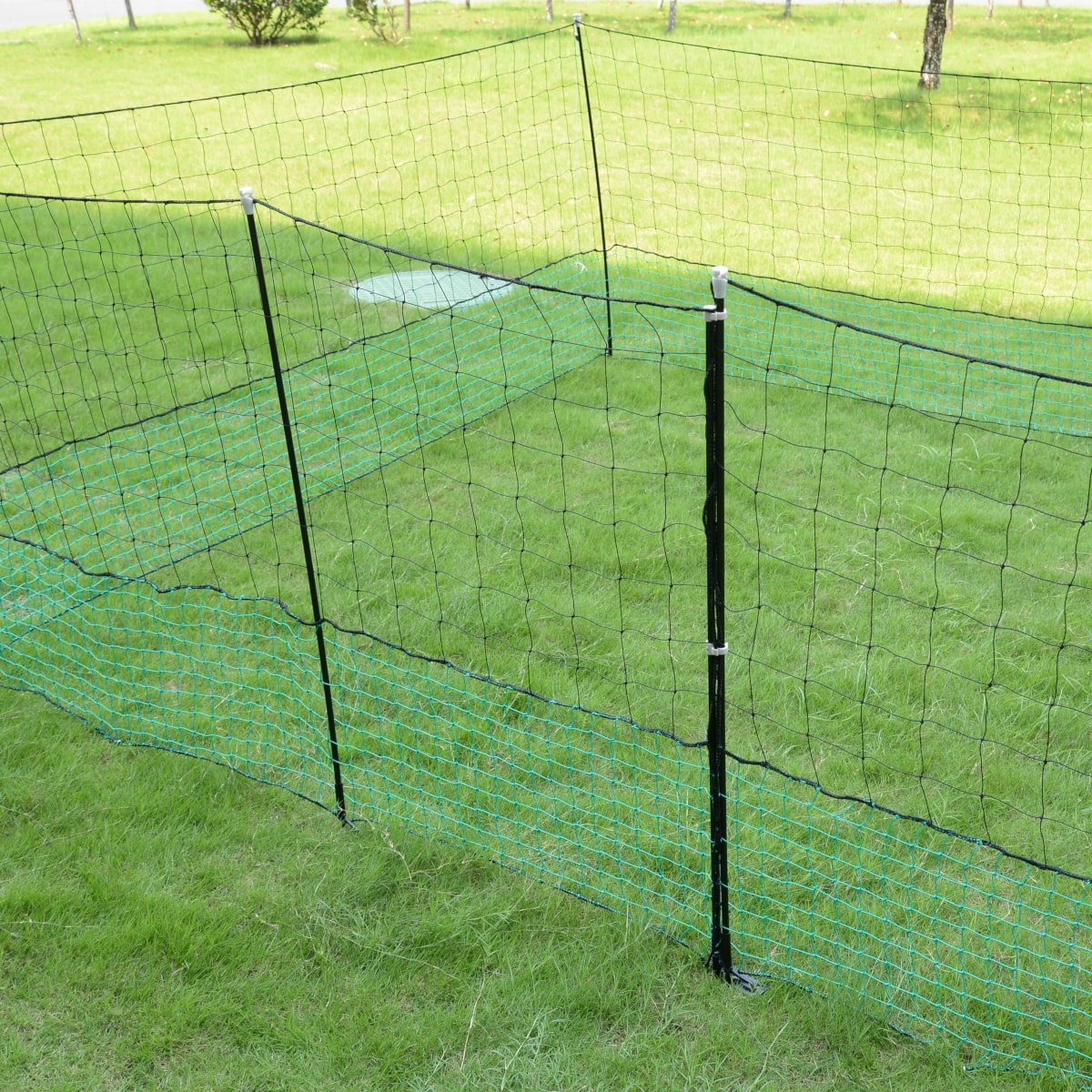 12m Geflügelzaun mit Zugangstor, 125cm, 6 Pfähle, 2 Spitzen, mobiler Hühnerzaun, Geflügelnetz