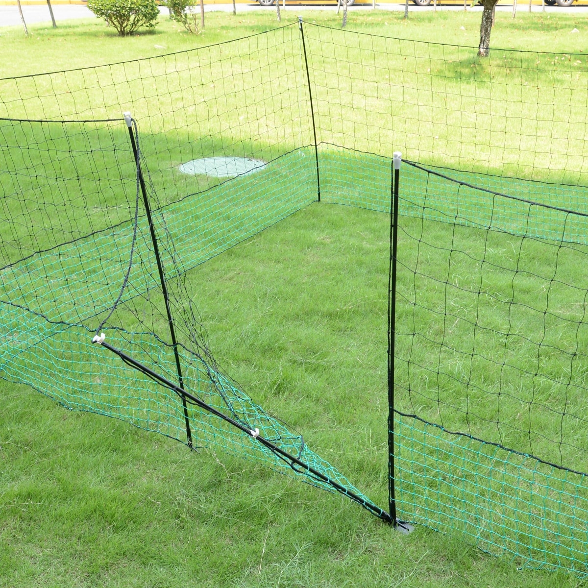 12m Geflügelzaun mit Zugangstor, 125cm, 6 Pfähle, 2 Spitzen, mobiler Hühnerzaun, Geflügelnetz