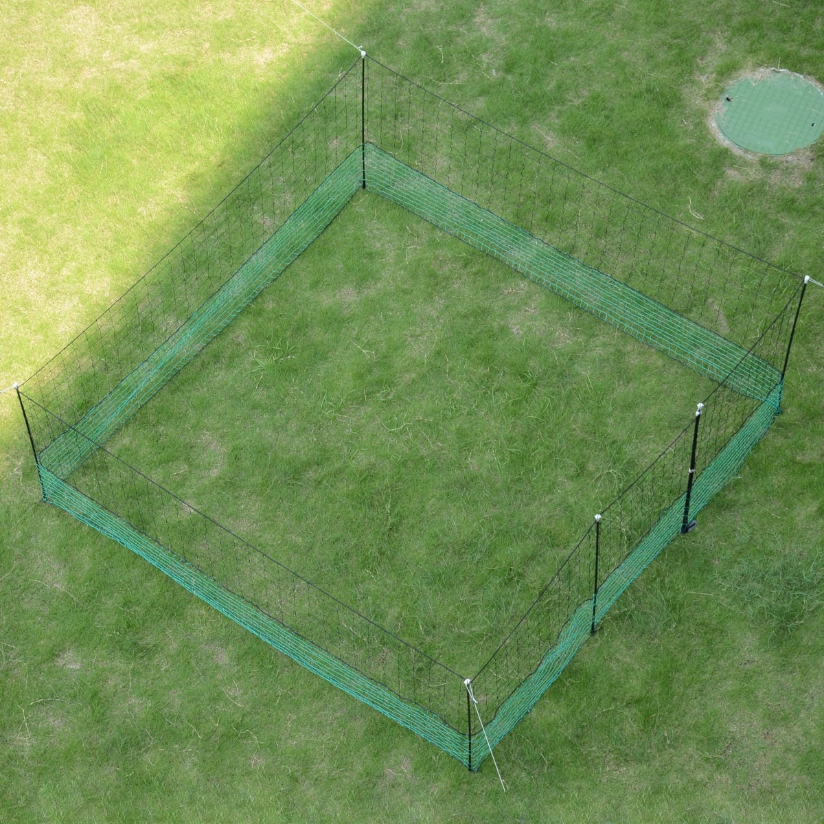 12m Geflügelzaun mit Zugangstor, 125cm, 6 Pfähle, 2 Spitzen, mobiler Hühnerzaun, Geflügelnetz