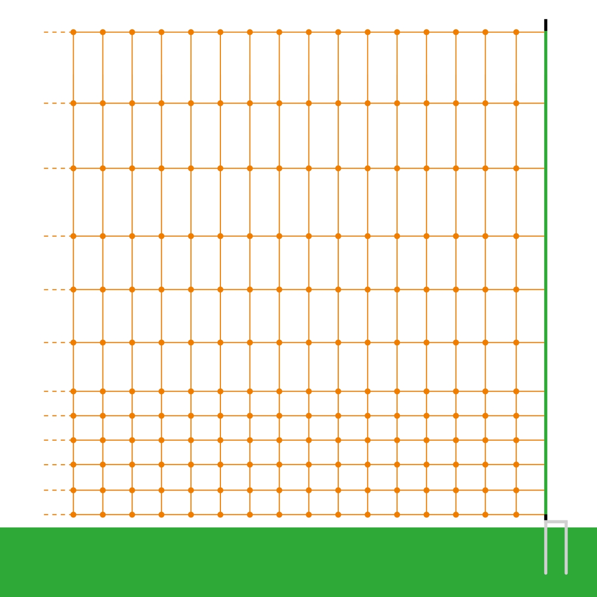 25m Geflügelnetz, Euro, 112cm, 2 Spitzen, orange, Hühnerzaun, Geflügelzaun, Hühnernetz, Elektrozaun