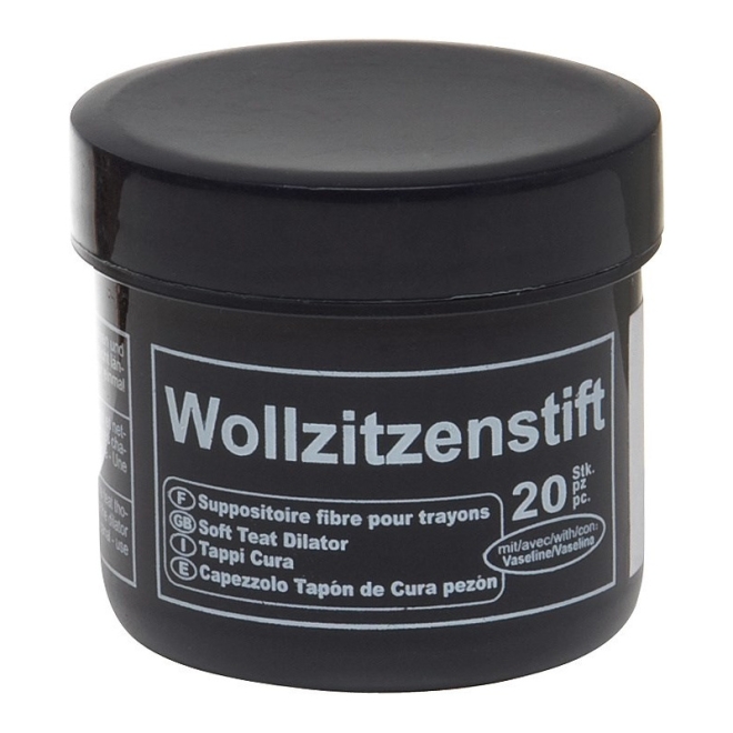 20x Wollzitzenstifte mit Vaseline, zum Einlegen in den Zitzenkanal