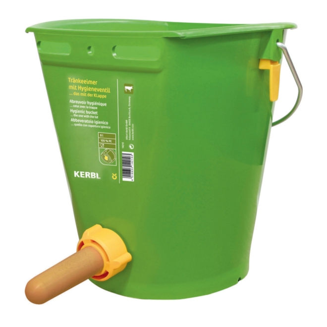 Kerbl Hygienetränkeeimer 8 Liter, grün, Tränkeeimer für Kälber mit Sauger und Hygieneventil