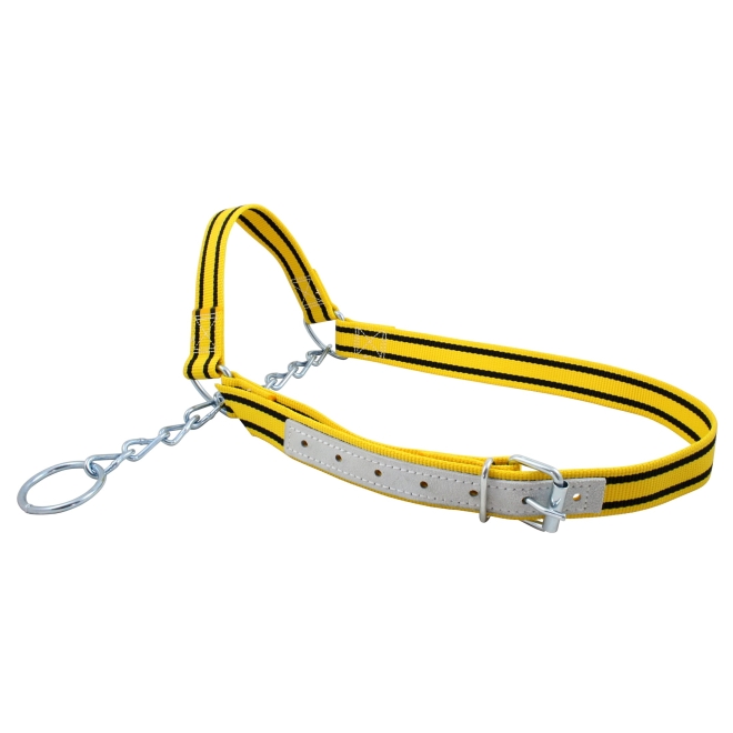 Kuhhalfter Nylon, 40mm, gelb, mit Kinnkette, Halfter für Rinder und Kühe