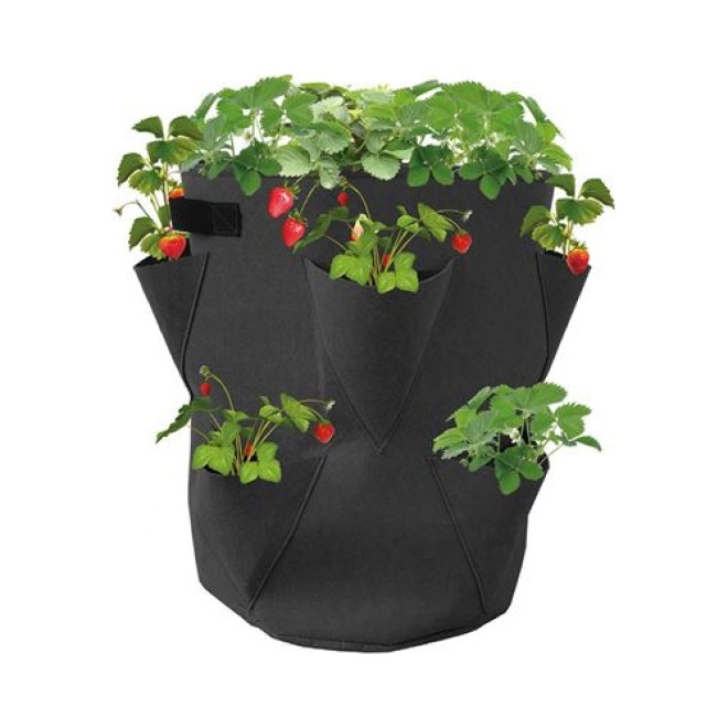 Erdbeer-Pflanzsack 2er-Set, Ø35x45cm, Erdbeeren Pflanztasche, Pflanzsäule, Pflanzturm
