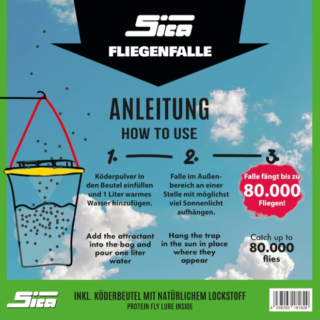 Sica Nachfüllpack für Fliegenfalle, Köderbeutel, Fliegenköder zur Fliegenabwehr