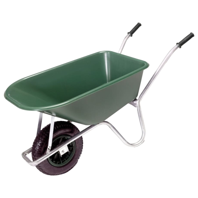 Gartenschubkarre 100 Liter, Grün, Schubkarre mit Kunststoffmulde