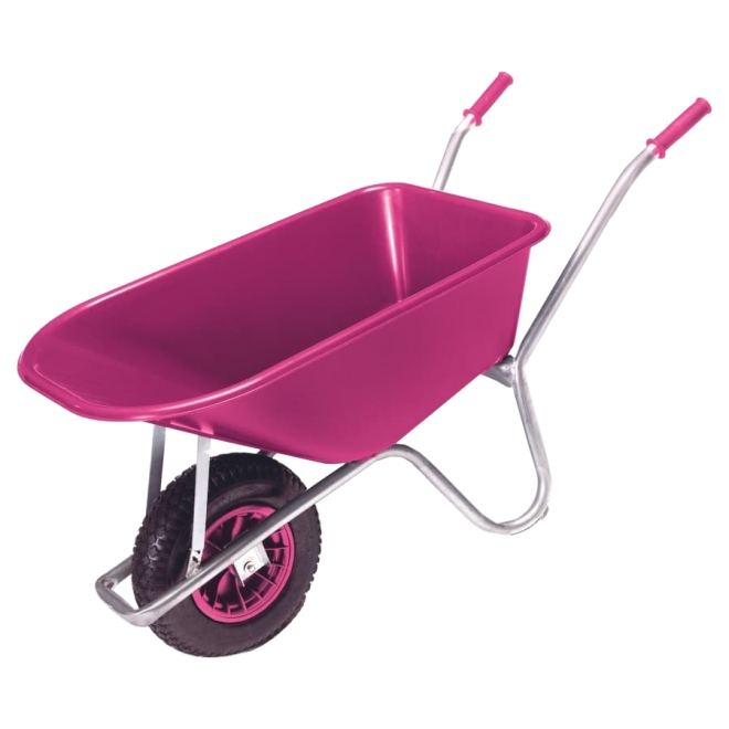 Gartenschubkarre 100 Liter, Pink, Schubkarre mit Kunststoffmulde