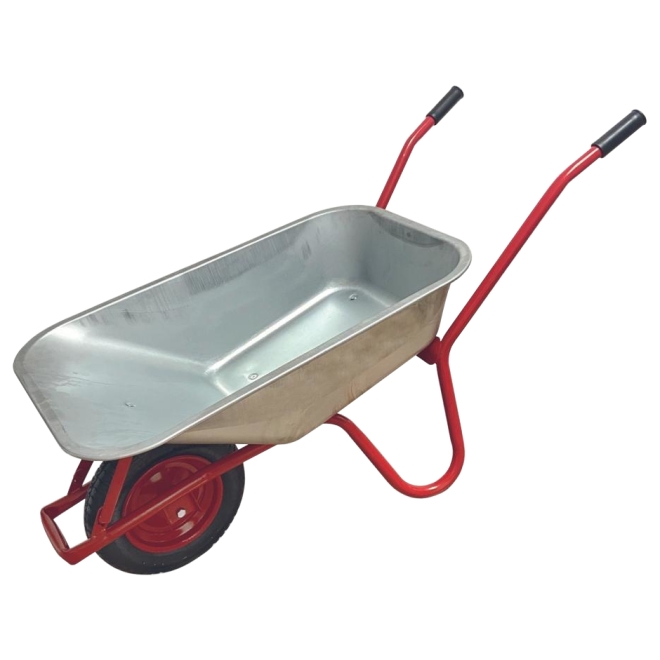 Gartenschubkarre Basic 85 Liter, verzinkte Schubkarre mit Muldenstützbügel