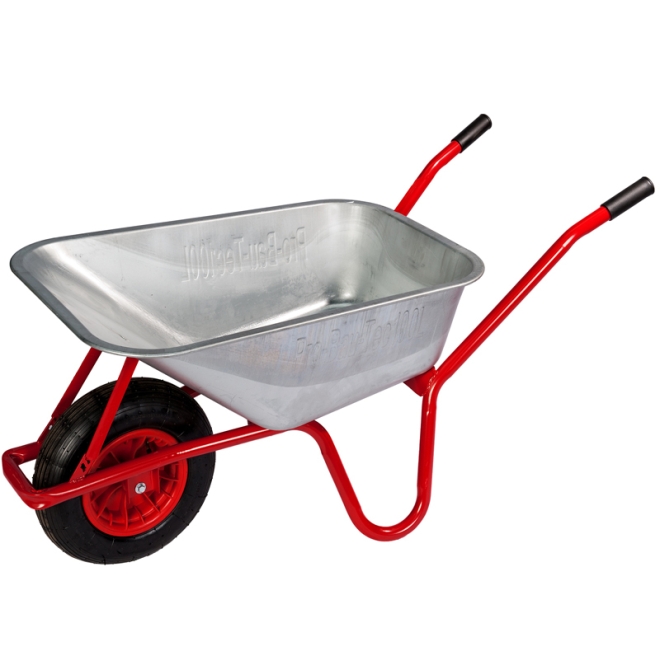 Bauschubkarre 100 Liter, verzinkte Mulde mit Unterzug, Tragkraft ca. 200 kg