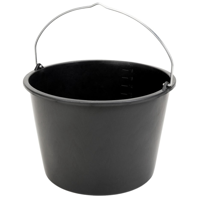 Gripline Baueimer 20 Liter, schwarz, Mörteleimer, Maurereimer, bruchsicher und formstabil