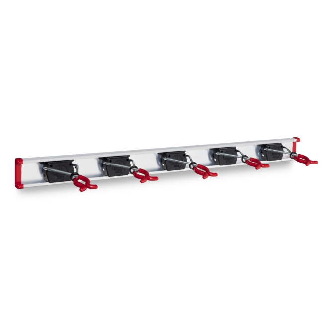 Bruns Gerätehalter, Aluminium-Wandschiene 75cm + 5 Halter - SB 5.07