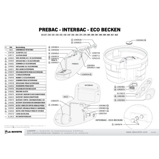 La Buvette Verschlusskappe, Abdeckung für PREBAC, BIGLAC, Ersatzteil-Nr. 1090962