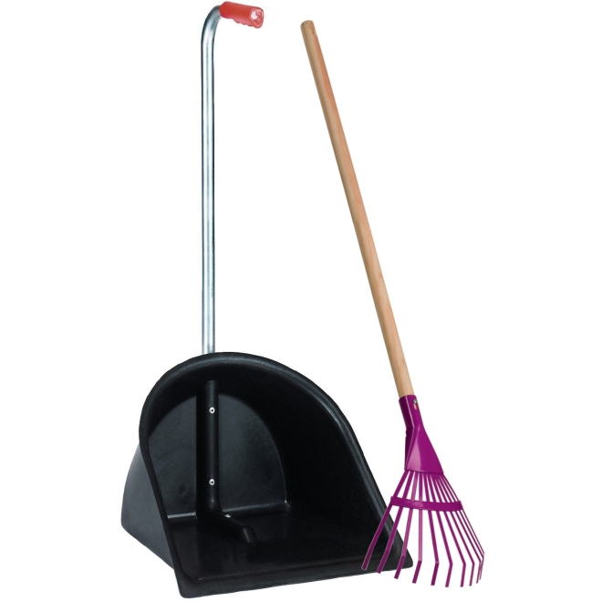 Mistboy-Set: Mistboy 75cm, schwarz +Fächerbesen 11 Zinken, Mistschaufel zum Ausmisten
