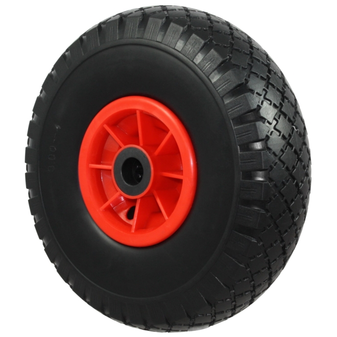 PU Sackkarrenrad Ø260mm (3.00-4), schwarz, Kunststofffelge, Nabe Ø20mm, pannensicheres Rad
