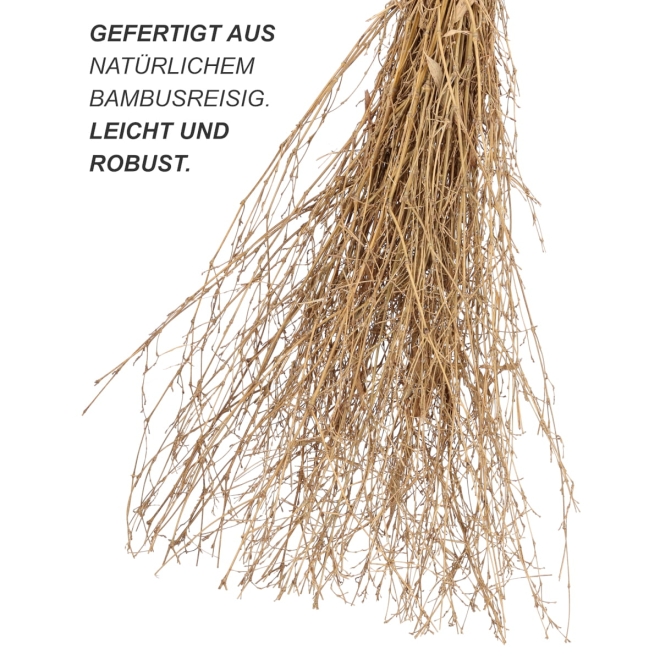Kinder Bambusbesen mit Stiel - Bambus Reisigbesen für Kinder - Hexenbesen 110cm