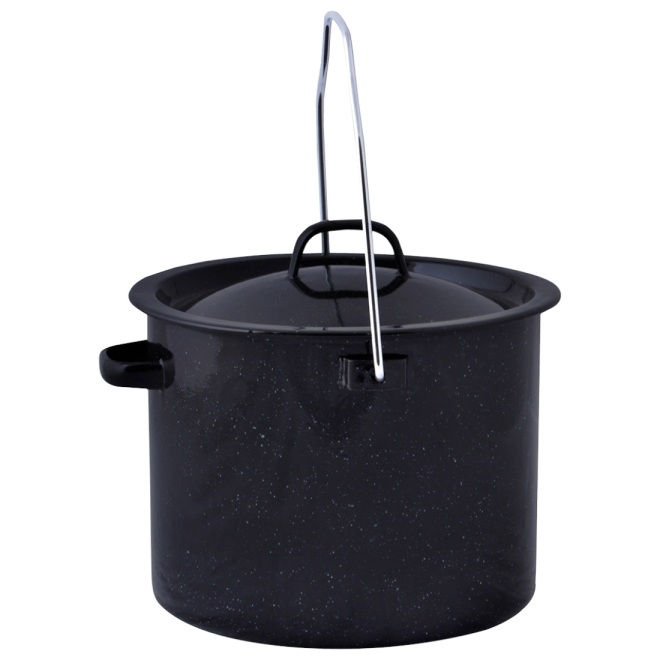 Esschert Design Outdoor Kochset FF215, 4-teiliges Emaille Kochgeschirr für Camping oder Lagerfeuer