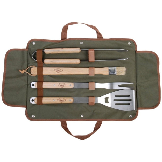 Esschert Design Grillbesteck GT37, 4-teiliges Besteckset mit Tasche