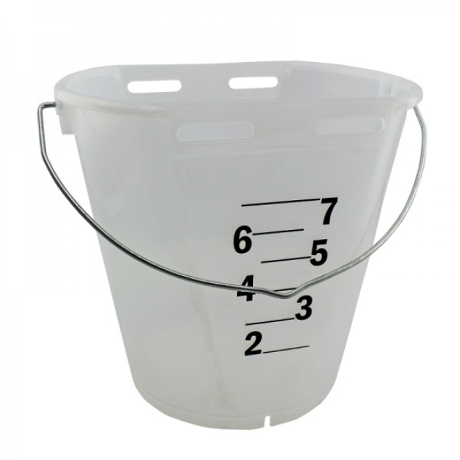 GEWA Kälbereimer 8 Liter, TRANSPARENT, mit Eimerhalterung, Tränkeeimer für Kälber