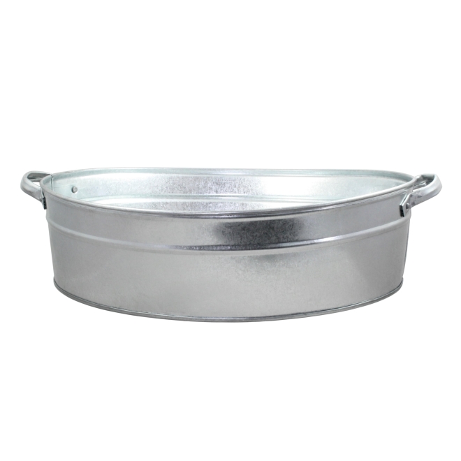 Zinkwanne 49x44x15cm, 21 Liter, ovale Wanne aus verzinktem Metall, Dekowanne, Pflanzwanne