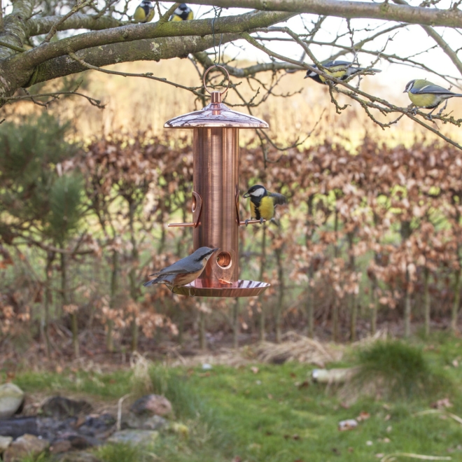 Esschert Design Vogelfuttersilo Kupfer, Futterstation Futterstelle, Futterspender, FB380
