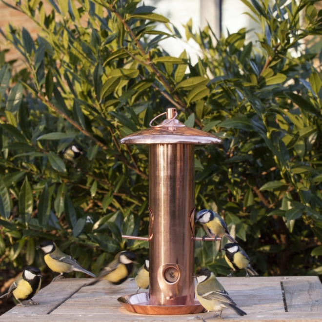Esschert Design Vogelfuttersilo Kupfer, Futterstation Futterstelle, Futterspender, FB380